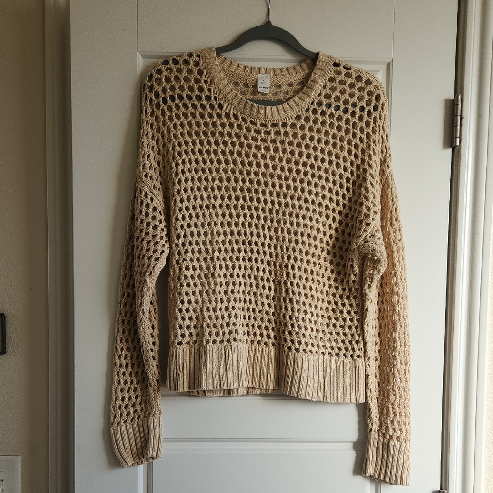 Old Navy Tan Open-Knit Women's Sweater